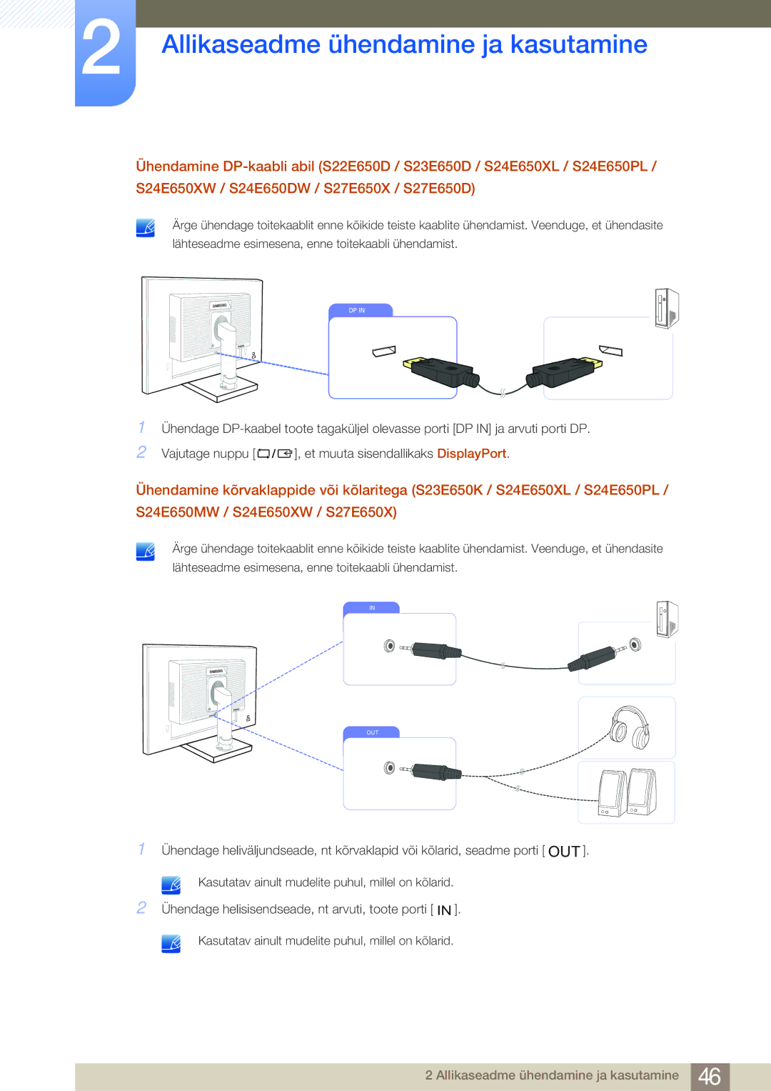 Samsung LS23E65KKS/EN, LS24E65UPL/EN, LS27E45KBS/EN, LS22E45UDWG/EN, LS22E45UFS/EN, LS24E45UFS/EN, LS24E65UDWG/EN manual Out 