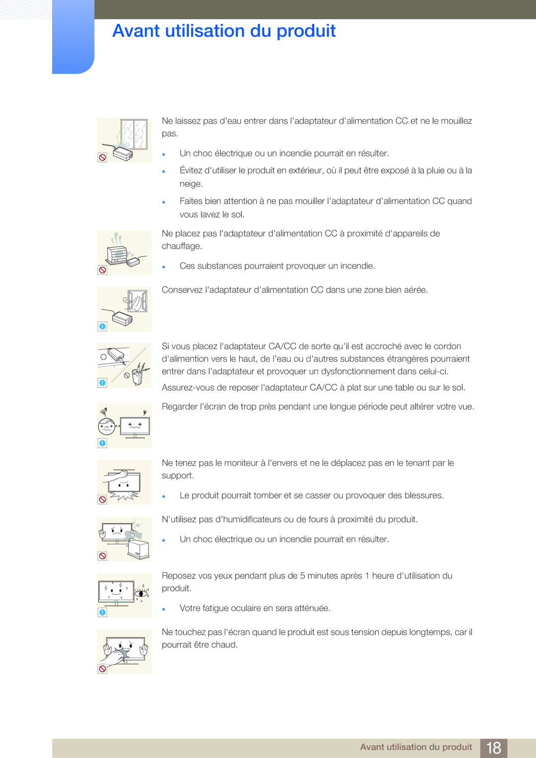 Samsung LS24E65UXW/EN, LS24E65UPL/EN, LS27E45KBS/EN, LS22E45UDWG/EN, LS24E45UDLG/EN manual Avant utilisation du produit 