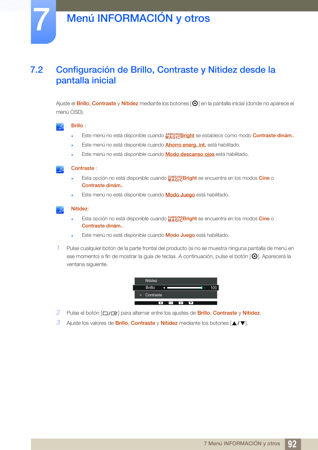 Samsung LS27E45KBS/EN, LS24E65UPL/EN, LS22E45UFS/EN, LS24E45UFS/EN, LS22E65UDSG/EN, LS27E65UDS/EN, LS24E65UDW/EN manual Brillo 