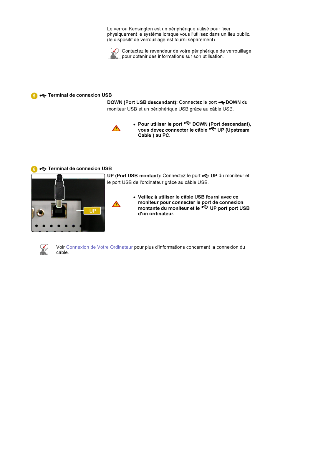 Samsung LS24EDBLB/EDC manual Moniteur USB et un périphérique USB grâce au câble USB 