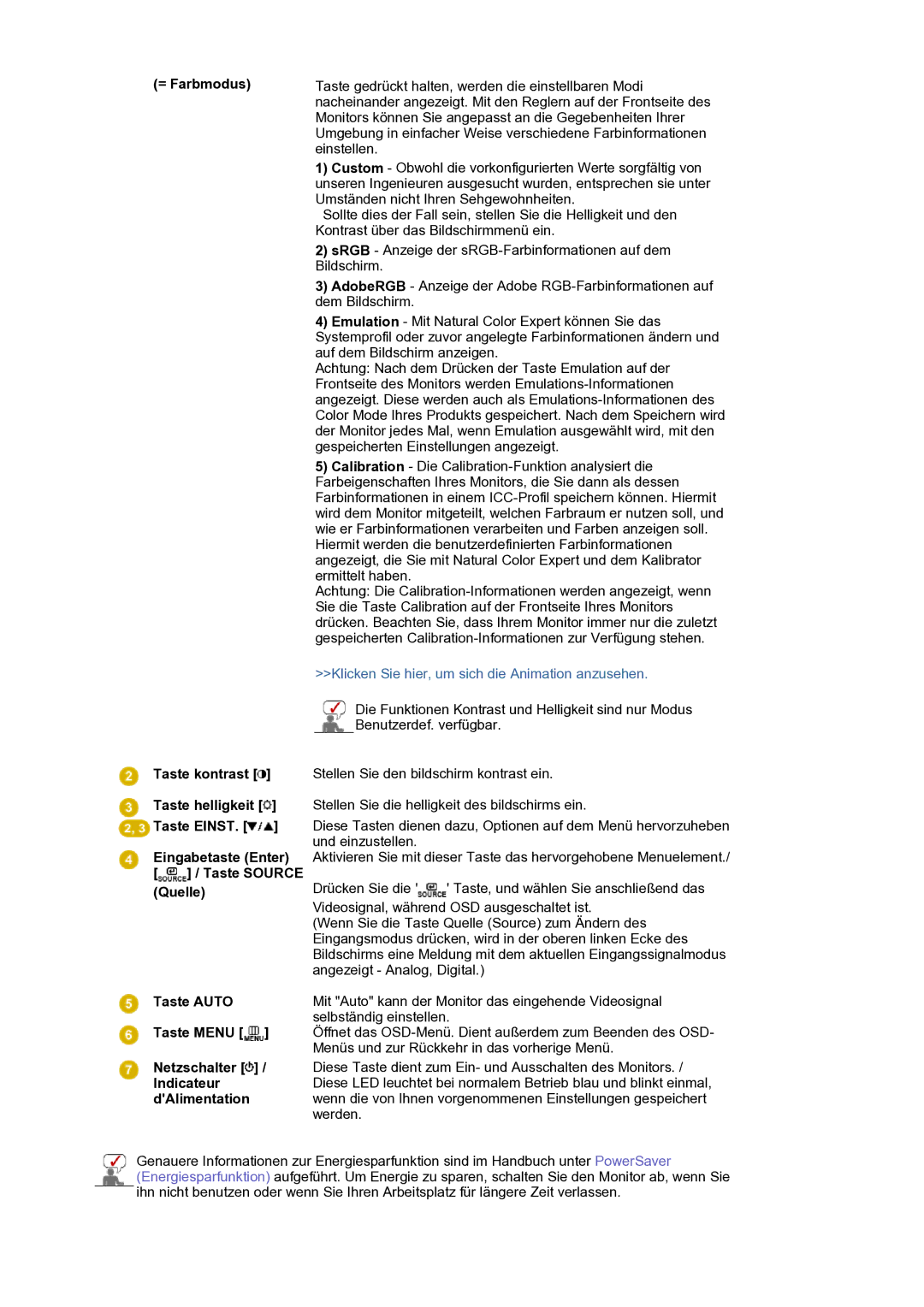 Samsung LS24EDBLB/EDC manual Klicken Sie hier, um sich die Animation anzusehen 