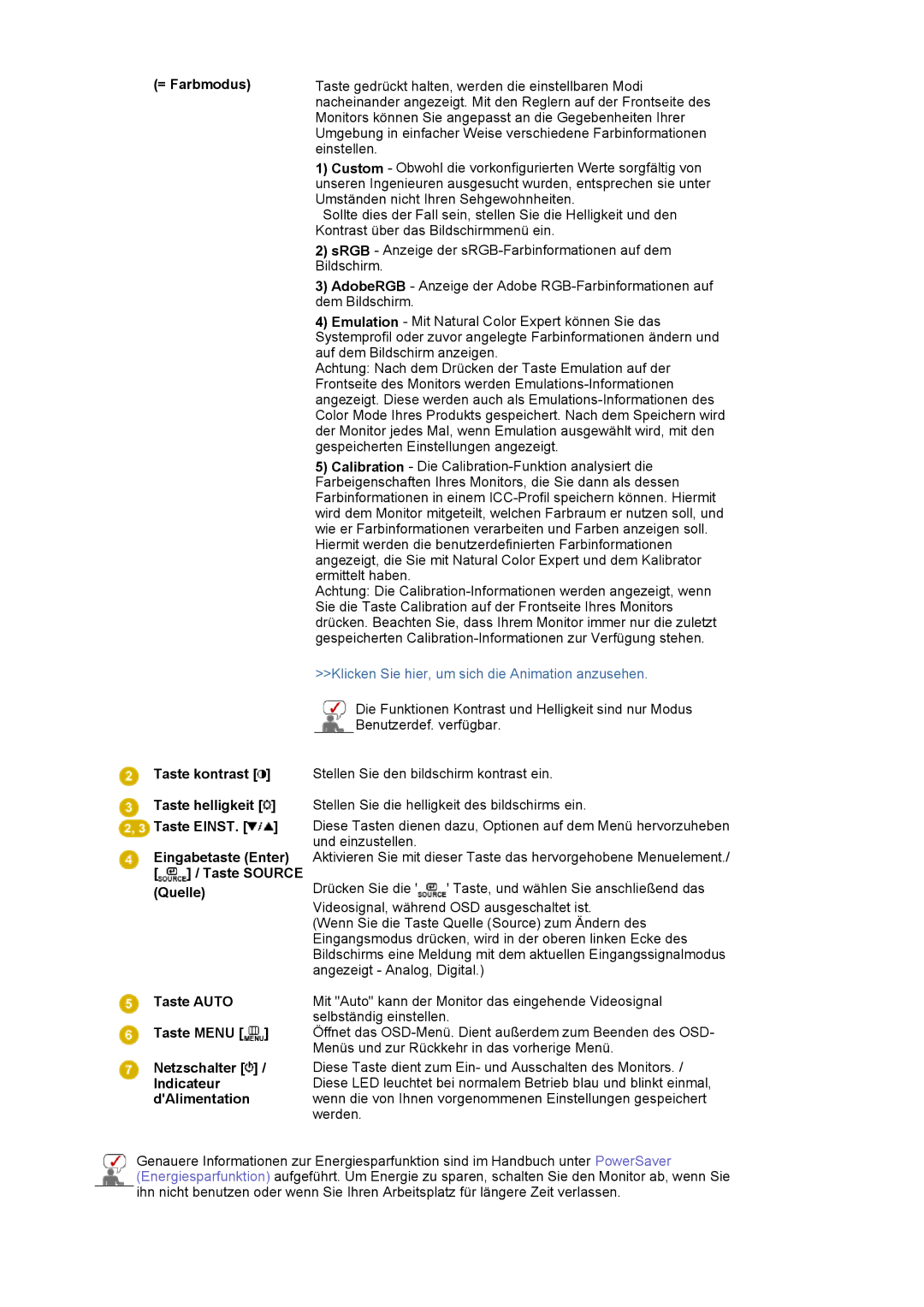 Samsung LS24EDBLB/EDC manual Klicken Sie hier, um sich die Animation anzusehen 