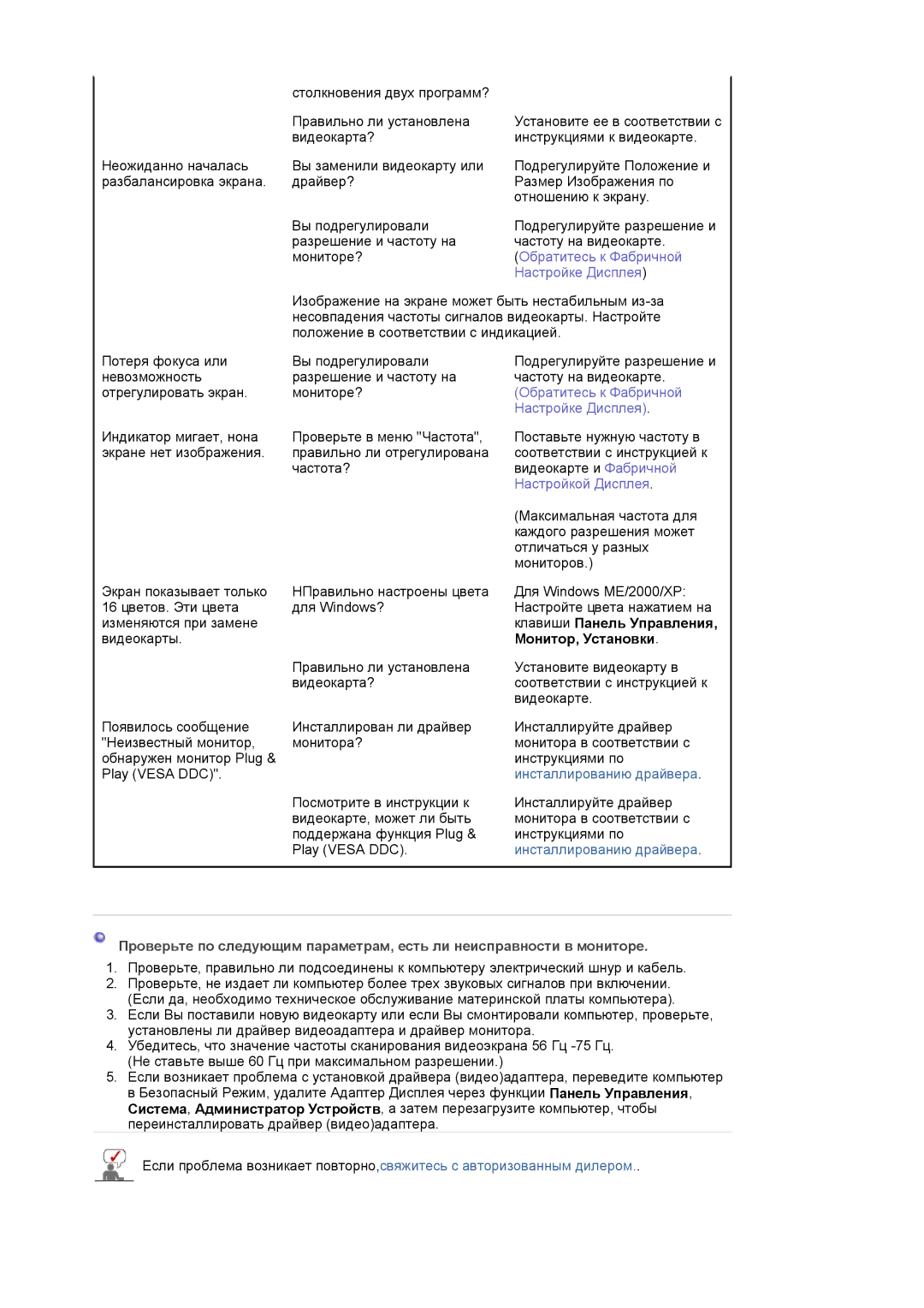 Samsung LS24EDBLB/EDC manual Обратитесь к Фабричной 