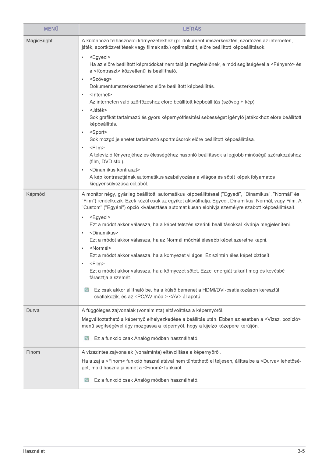 Samsung LS23EFVKUV/EN, LS24EFHKU/EN, LS23EFVKUV/ZA manual Kontraszt közvetlenül is beállítható 