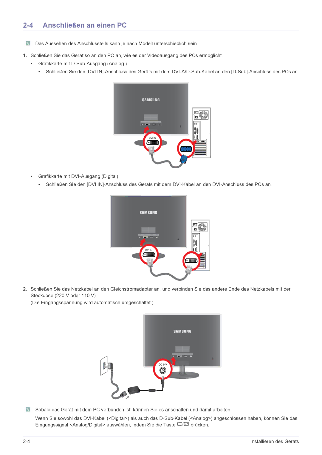 Samsung LS24EFHKU/EN, LS23EFVKUV/EN manual Anschließen an einen PC 