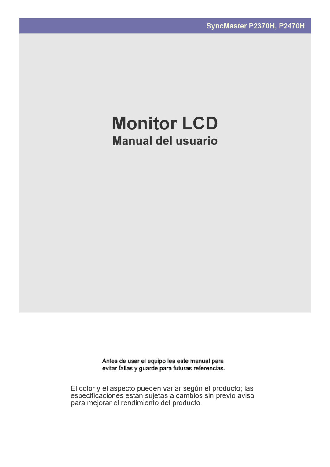 Samsung LS23EFVKUV/EN, LS24EFHKU/EN manual Monitor LCD 