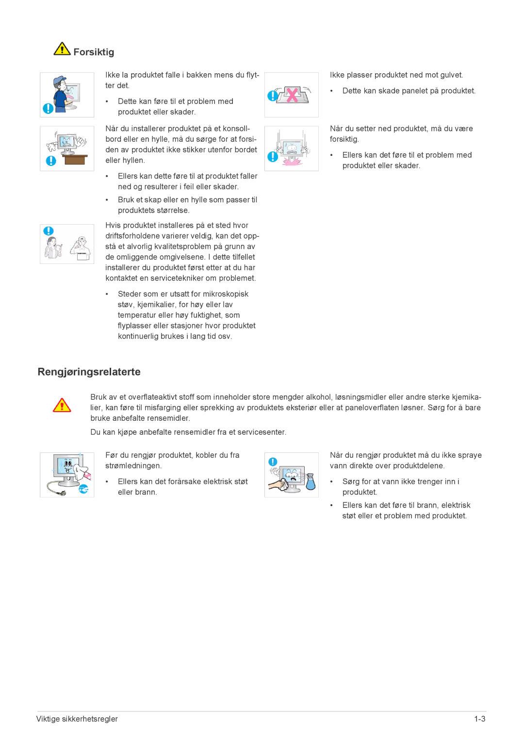 Samsung LS23EFVKUV/EN, LS24EFHKU/EN manual Rengjøringsrelaterte 