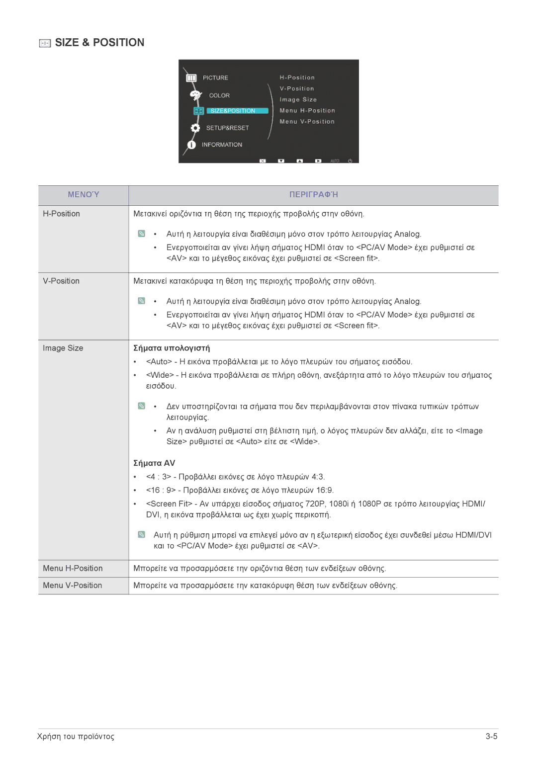 Samsung LS23EFVKUV/EN, LS24EFHKU/EN manual Σήματα υπολογιστή, Σήματα AV 