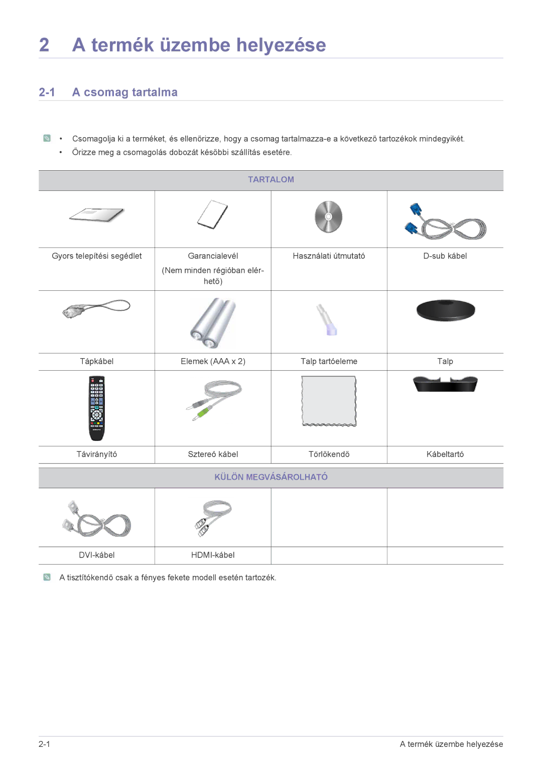 Samsung LS24EMDKU/EN, LS27EMDKU/EN, LS27EMDKU/XE, LS24EMDKU/XE manual Csomag tartalma, Tartalom, Külön Megvásárolható 