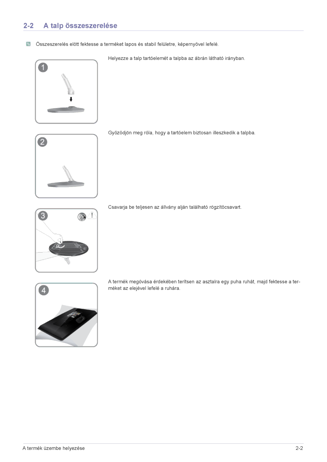 Samsung LS27EMDKU/EN, LS24EMDKU/EN, LS27EMDKU/XE, LS24EMDKU/XE manual Talp összeszerelése 