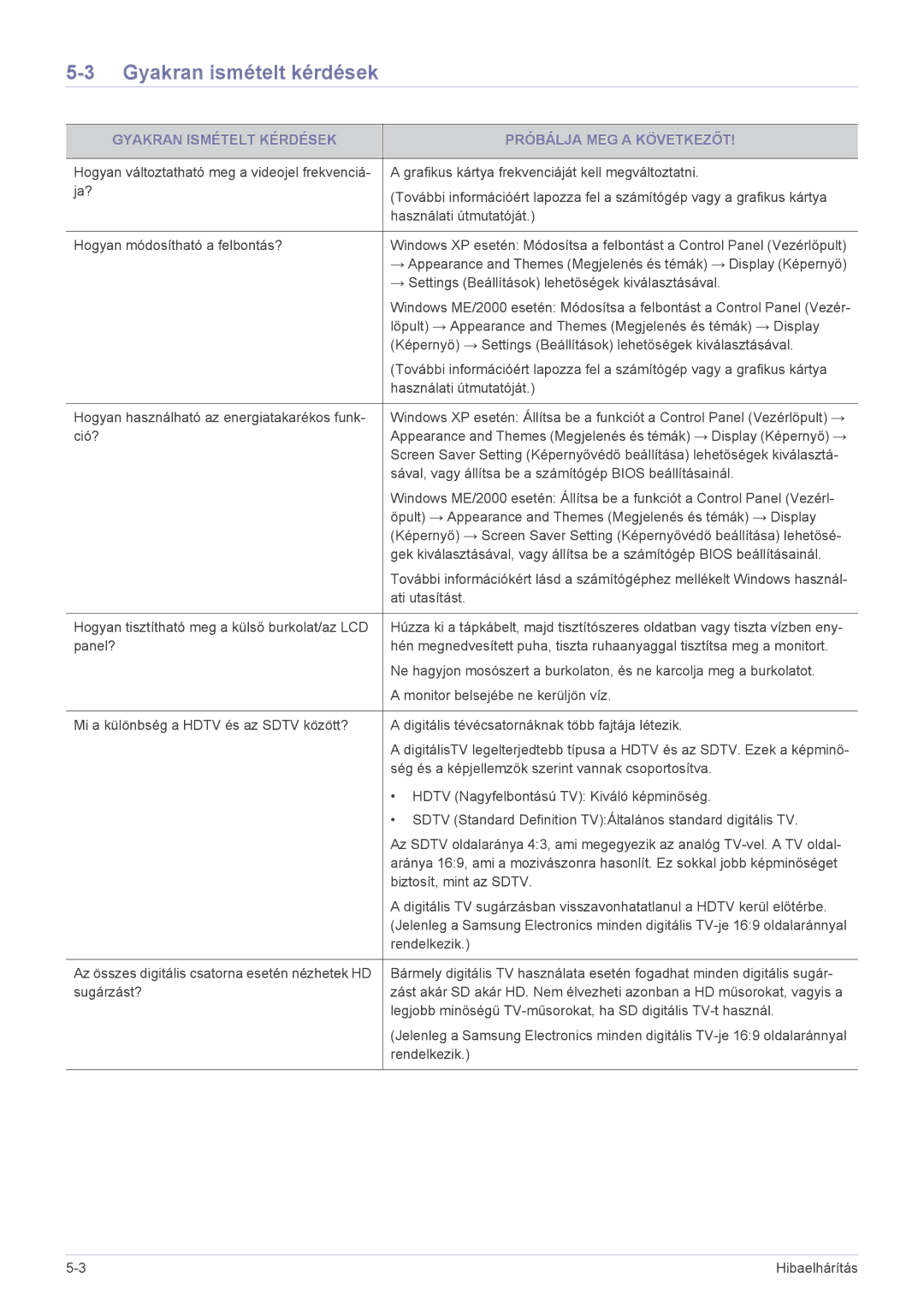 Samsung LS24EMDKU/EN, LS27EMDKU/EN manual Gyakran ismételt kérdések, Gyakran Ismételt Kérdések Próbálja MEG a Következőt 