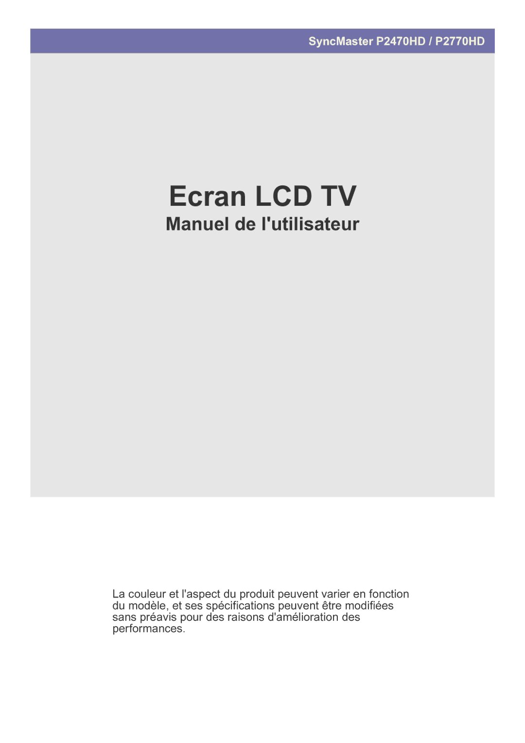 Samsung LS27EMDKU/EN, LS24EMDKU/EN manual Ecran LCD TV 