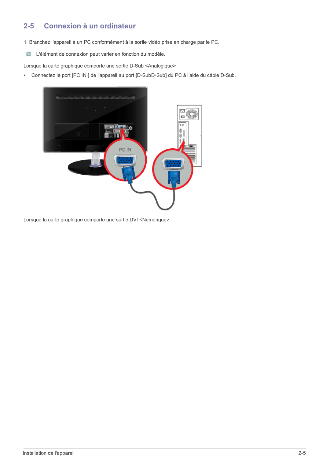 Samsung LS27EMDKU/EN, LS24EMDKU/EN manual Connexion à un ordinateur 