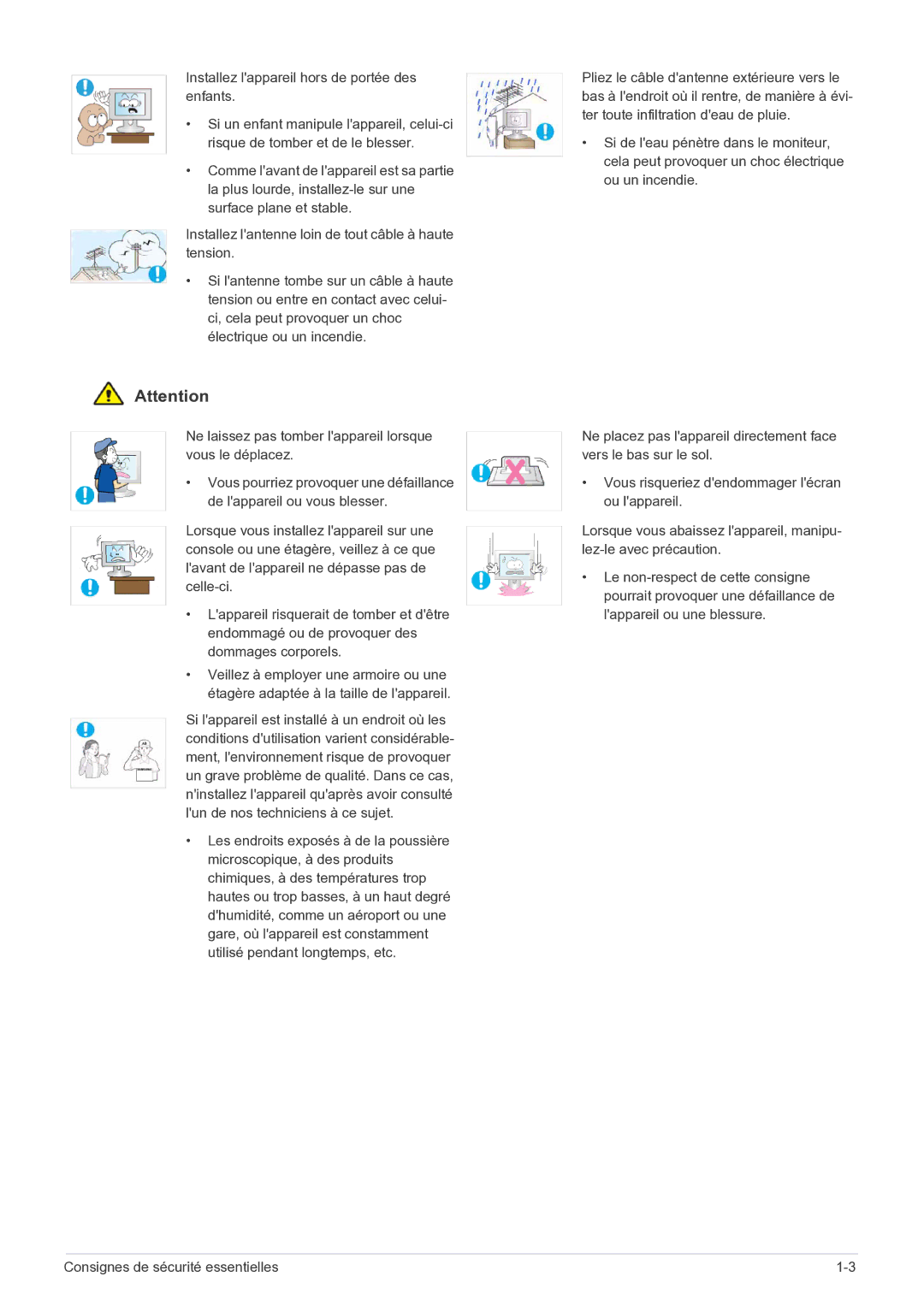 Samsung LS27EMDKU/EN, LS24EMDKU/EN manual Installez lappareil hors de portée des enfants 