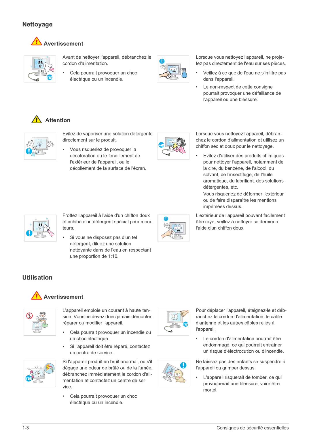 Samsung LS24EMDKU/EN, LS27EMDKU/EN manual Nettoyage, Utilisation 