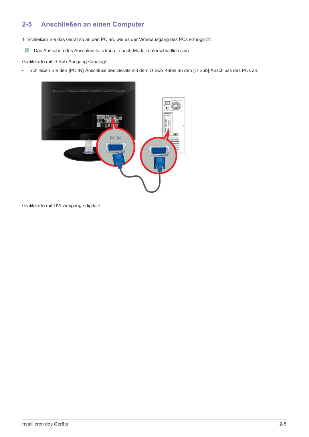 Samsung LS27EMDKU/EN, LS24EMDKU/EN manual Anschließen an einen Computer 