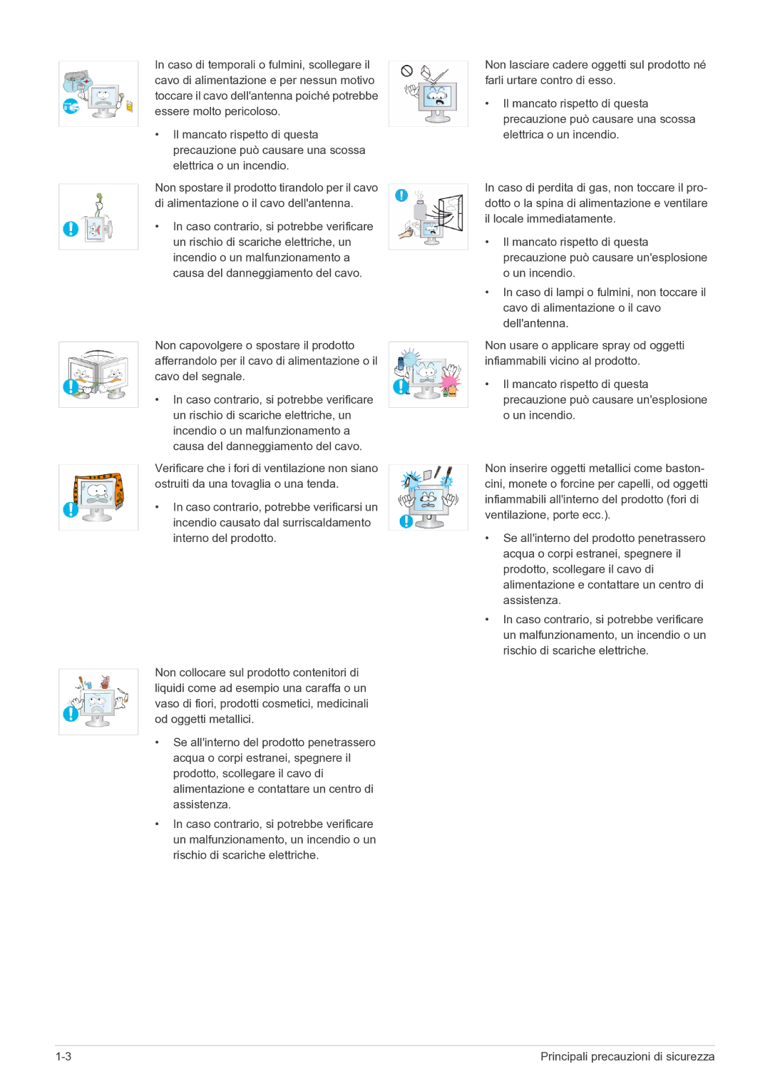 Samsung LS24EMDKU/EN, LS27EMDKU/EN manual Principali precauzioni di sicurezza 