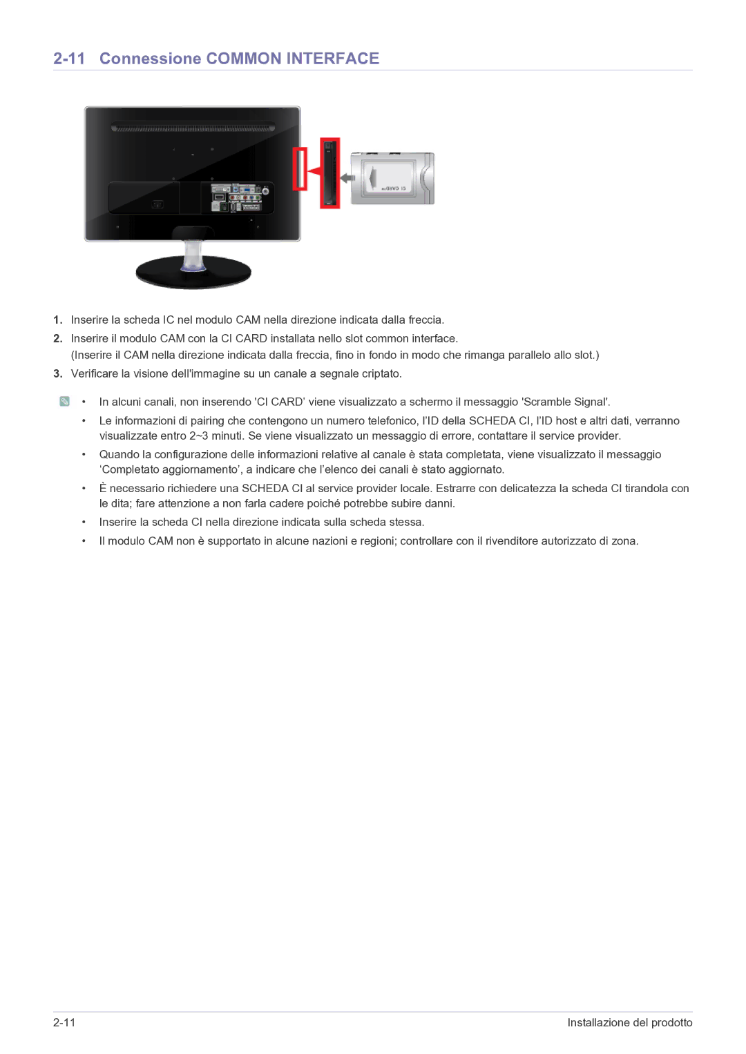 Samsung LS24EMDKU/EN, LS27EMDKU/EN manual Connessione Common Interface 