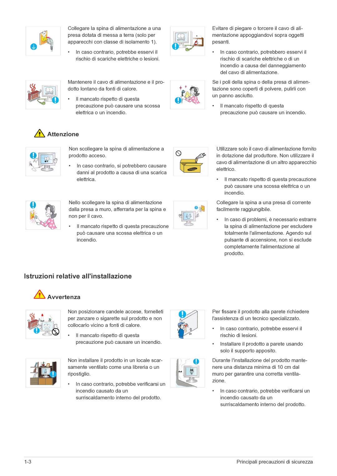 Samsung LS24EMDKU/EN, LS27EMDKU/EN manual Istruzioni relative allinstallazione, Attenzione 