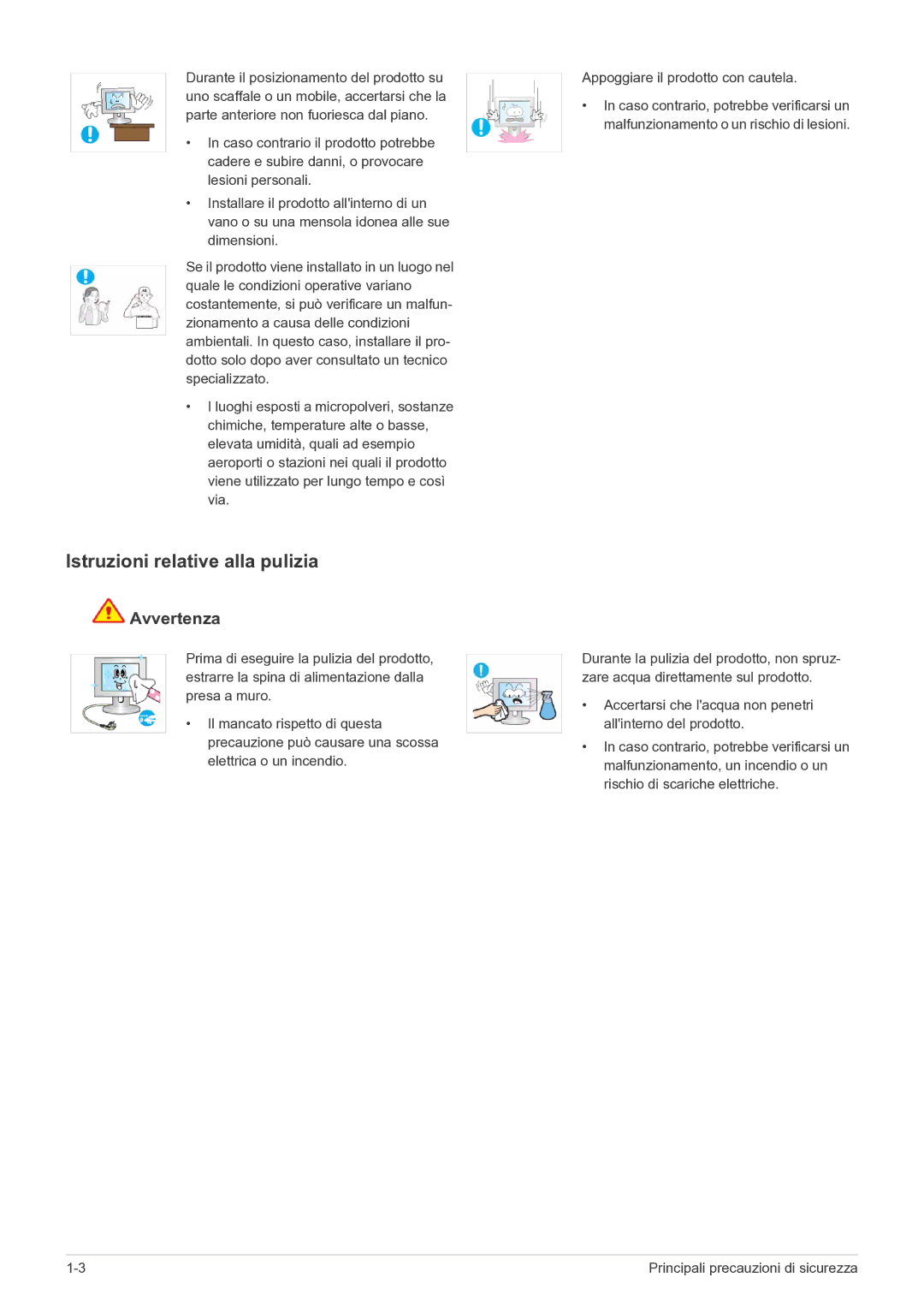 Samsung LS24EMDKU/EN, LS27EMDKU/EN manual Istruzioni relative alla pulizia 