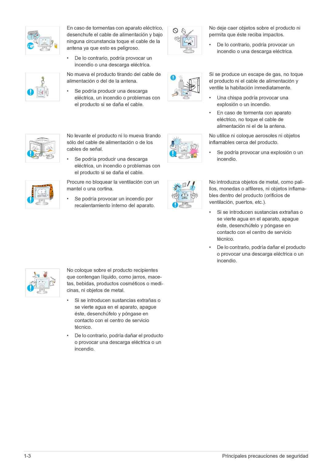 Samsung LS24EMDKU/EN, LS27EMDKU/EN manual Principales precauciones de seguridad 