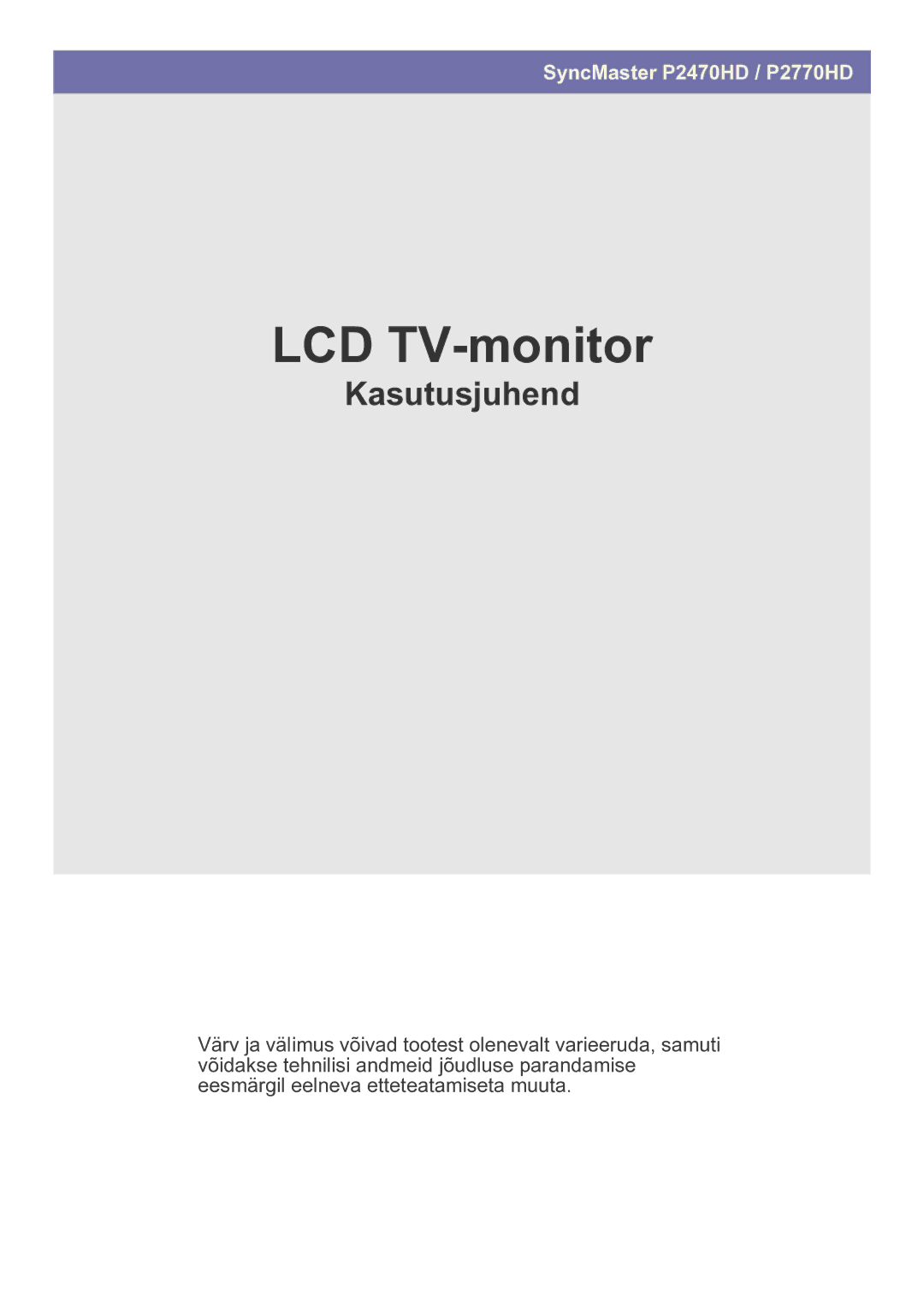 Samsung LS27EMDKU/EN, LS24EMDKU/EN manual Monitor LCD TV 