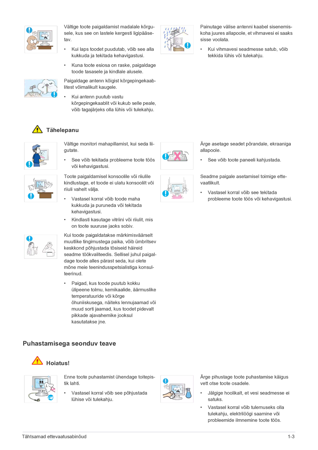 Samsung LS27EMDKU/EN, LS24EMDKU/EN manual Puhastamisega seonduv teave 