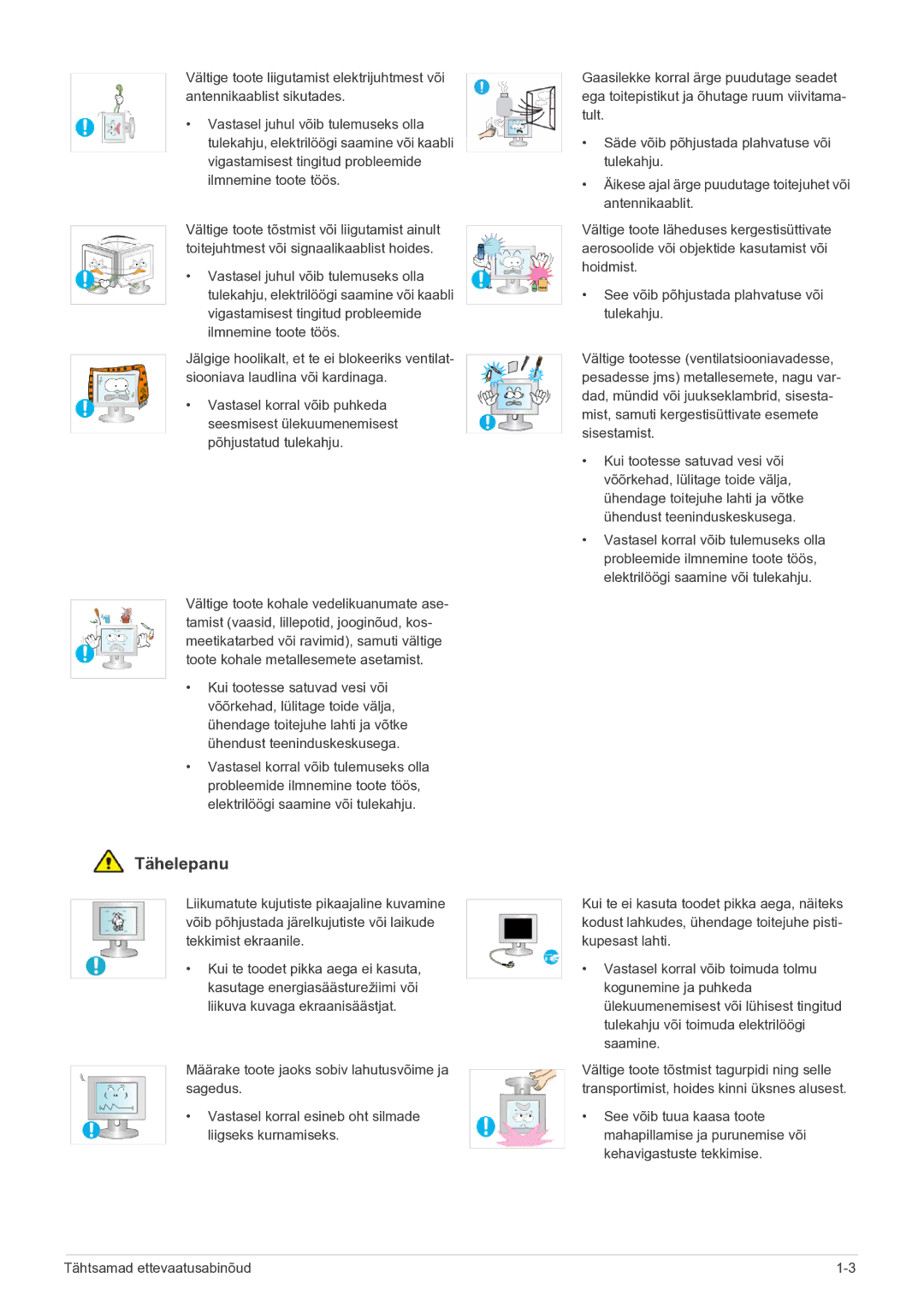 Samsung LS27EMDKU/EN, LS24EMDKU/EN manual Tähelepanu 