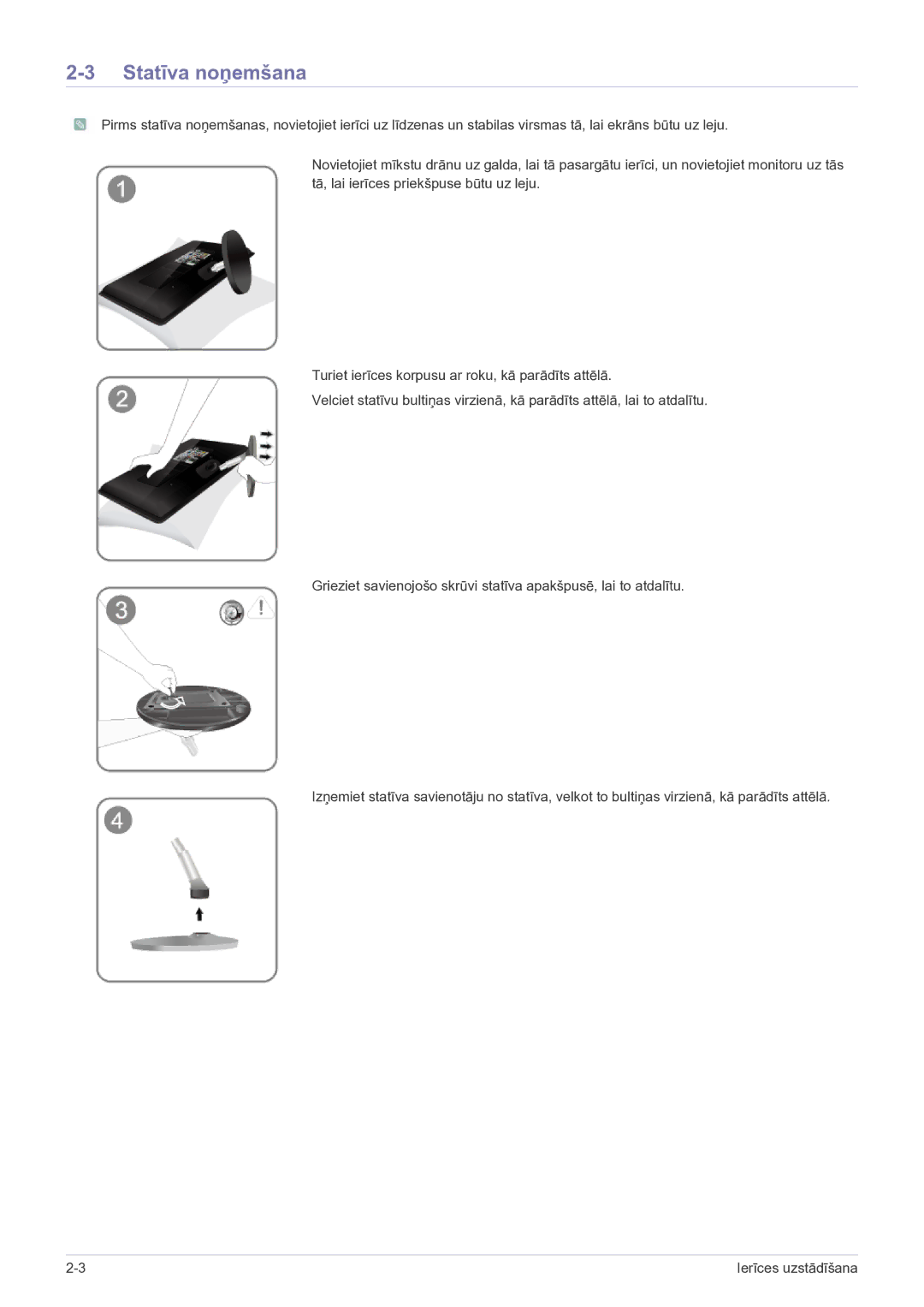 Samsung LS24EMDKU/EN, LS27EMDKU/EN manual Statīva noņemšana 