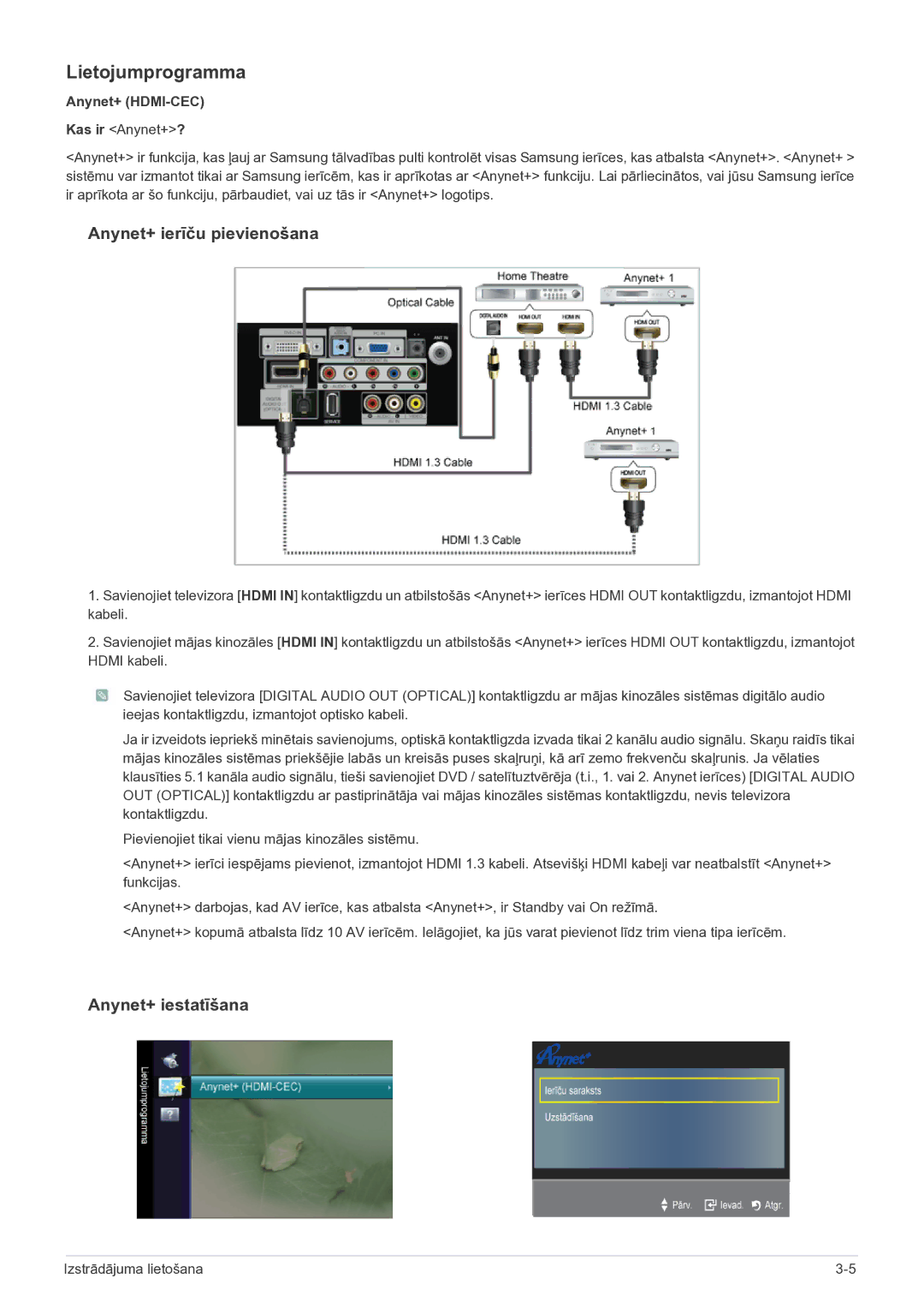 Samsung LS27EMDKU/EN, LS24EMDKU/EN manual Lietojumprogramma, Anynet+ HDMI-CEC 