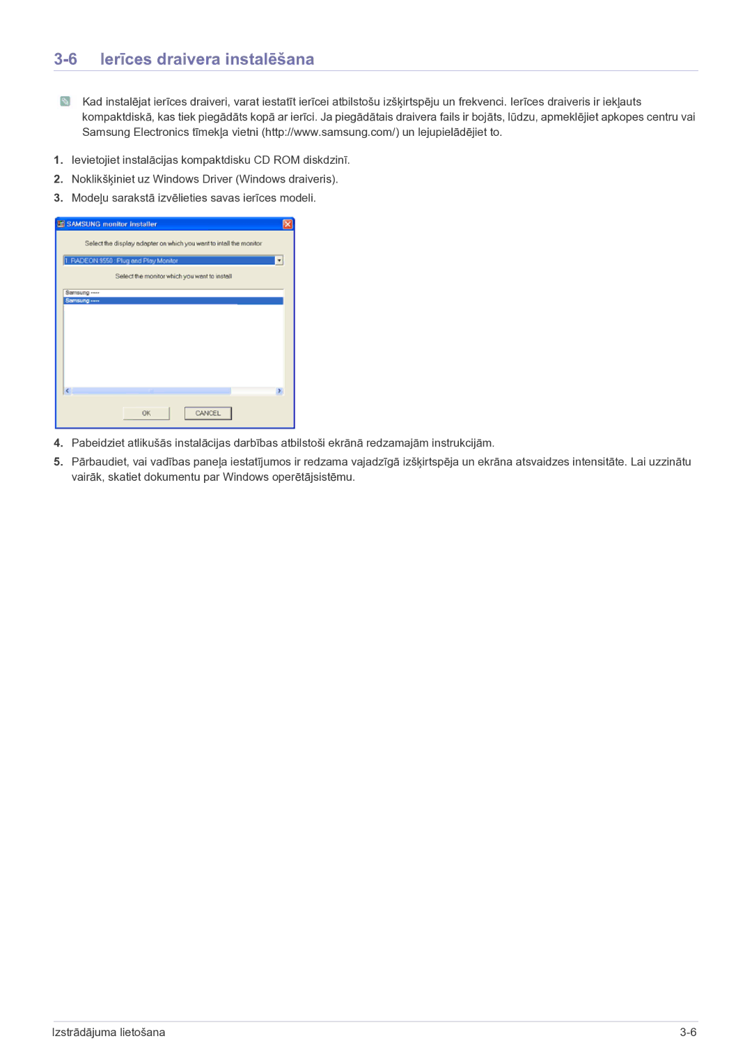 Samsung LS27EMDKU/EN, LS24EMDKU/EN manual Ierīces draivera instalēšana 