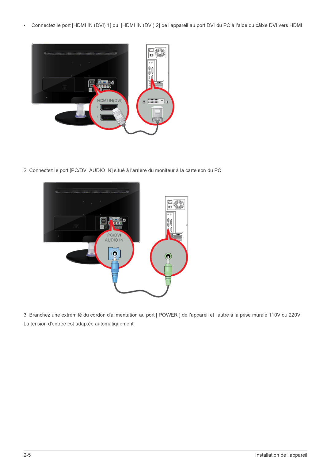 Samsung LS24EMLKF/EN, LS24EMLKU/EN manual Installation de lappareil 