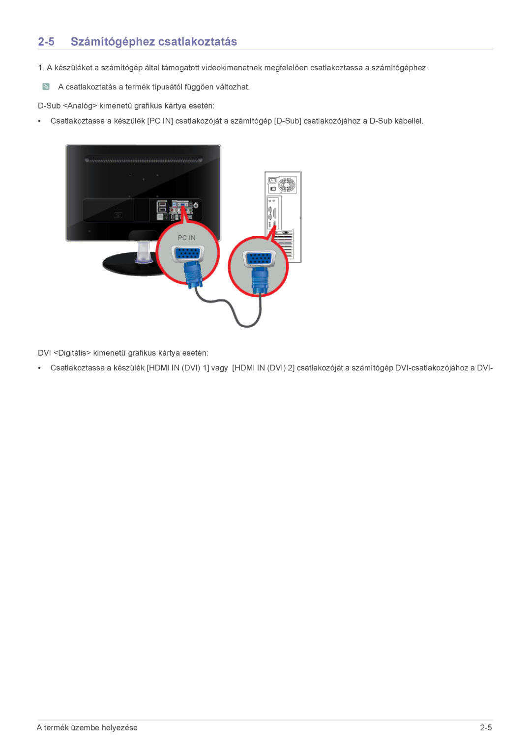 Samsung LS24EMLKU/EN, LS24EMLKF/EN manual Számítógéphez csatlakoztatás 