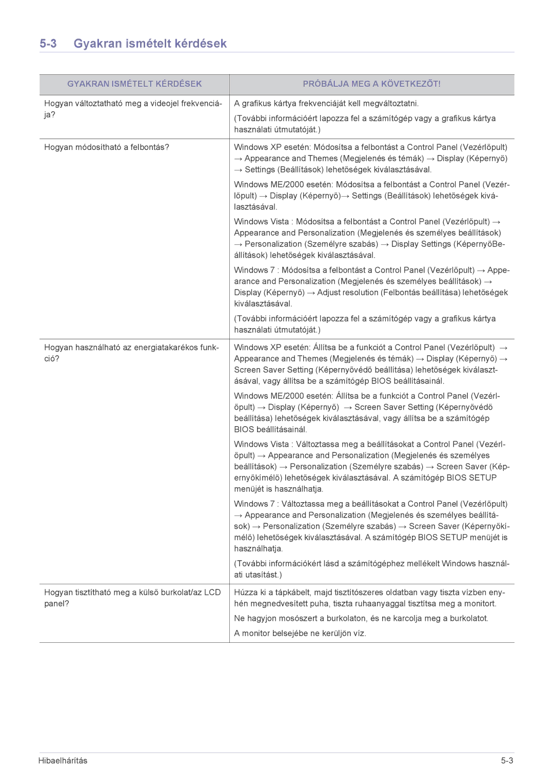 Samsung LS24EMLKU/EN, LS24EMLKF/EN manual Gyakran ismételt kérdések, Gyakran Ismételt Kérdések Próbálja MEG a Következőt 