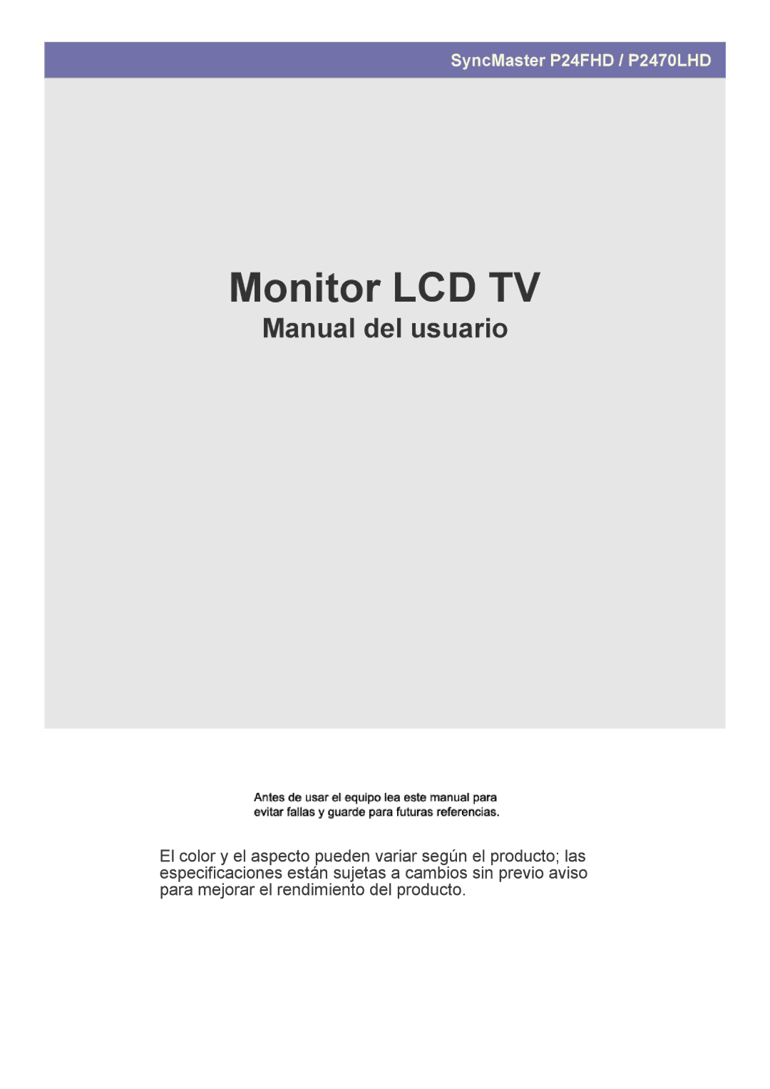 Samsung LS24EMLKF/EN manual Monitor LCD TV 