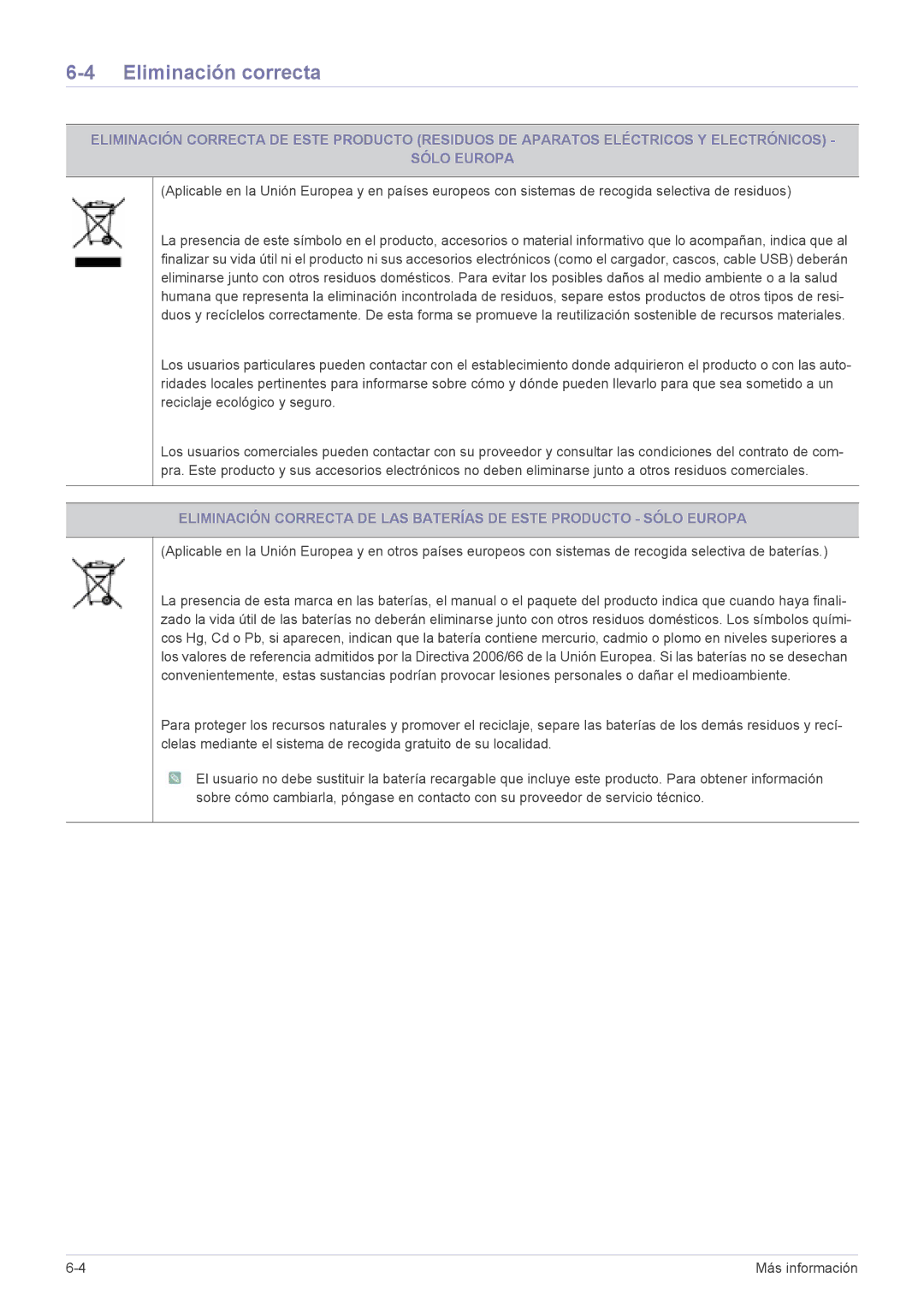 Samsung LS24EMLKF/EN manual Eliminación correcta 