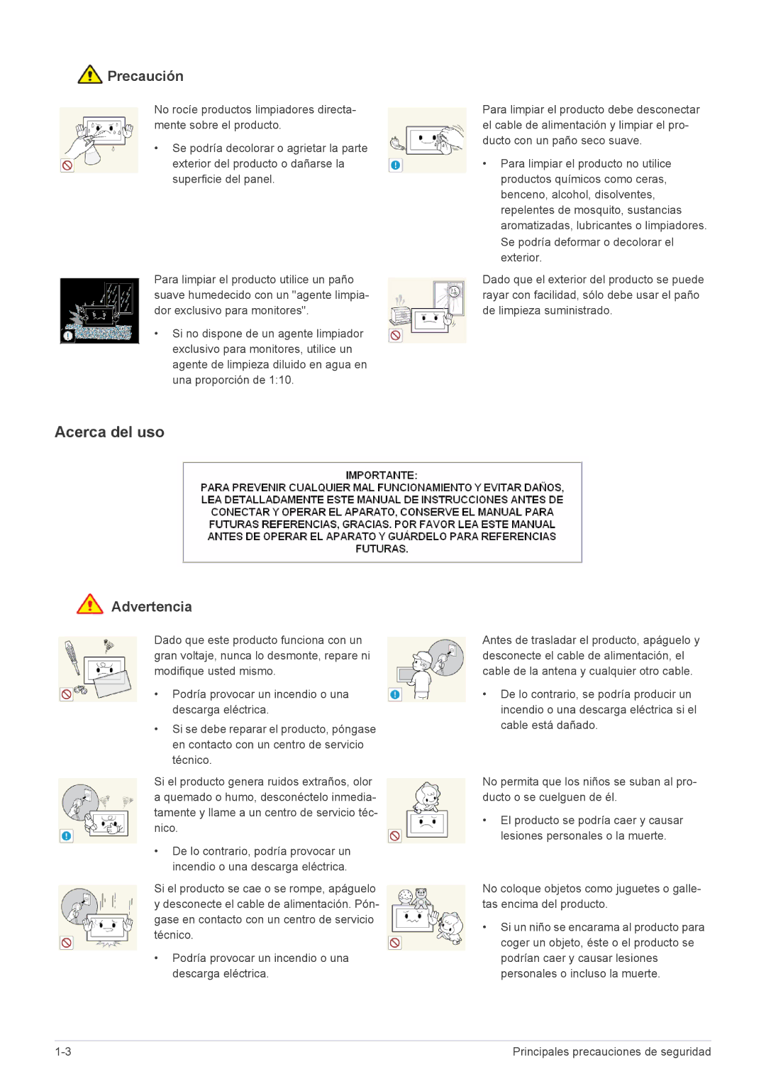 Samsung LS24EMLKF/EN manual Acerca del uso 