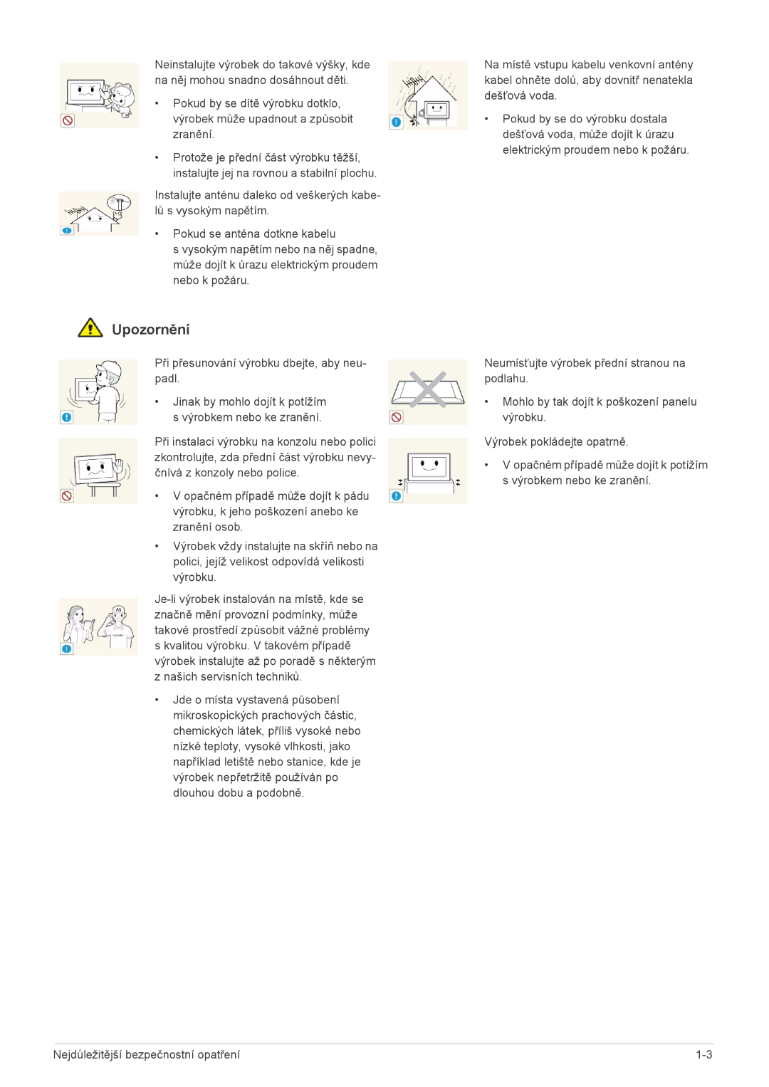 Samsung LS24EMLKF/EN manual Upozornění 