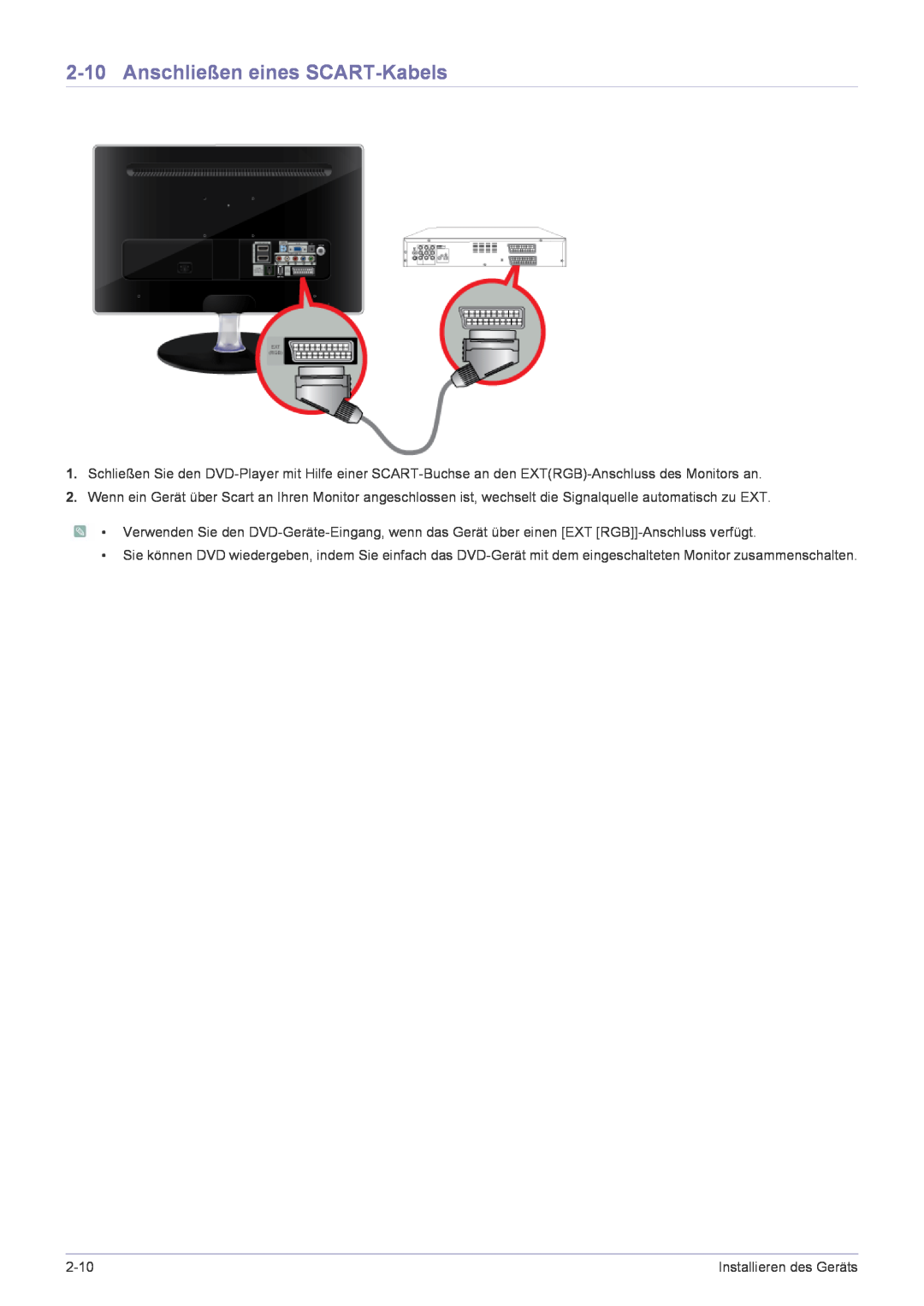 Samsung LS24EMLKF/EN manual Anschließen eines SCART-Kabels 