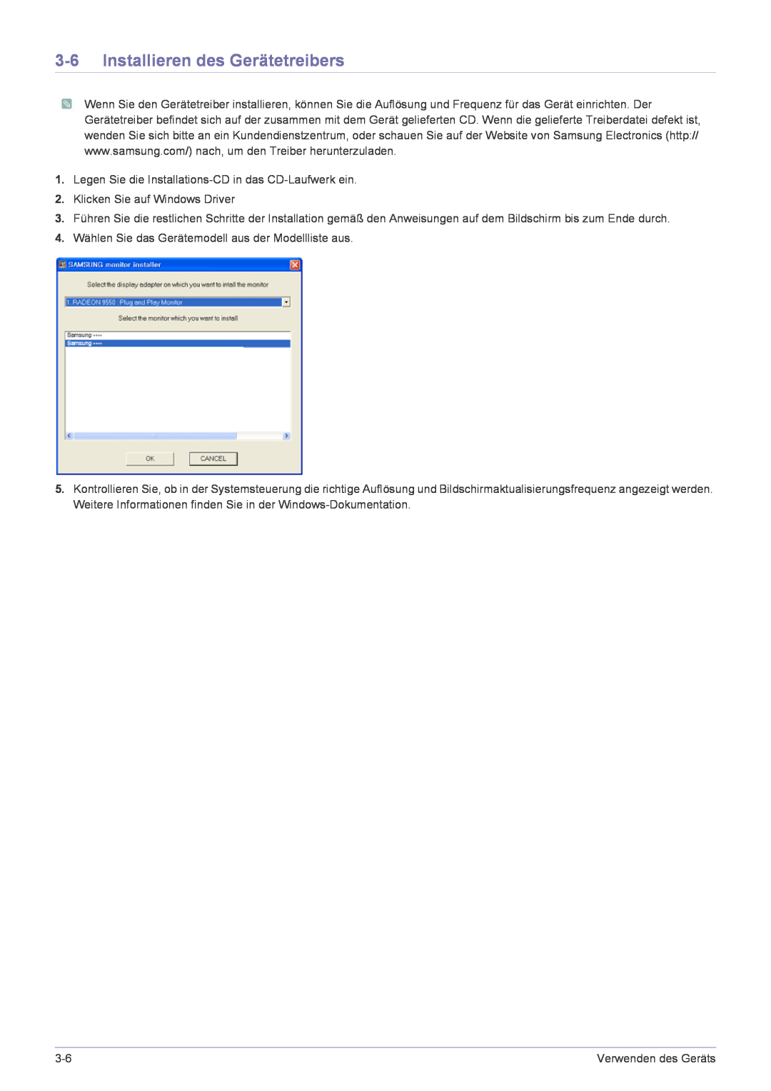 Samsung LS24EMLKF/EN manual Installieren des Gerätetreibers 
