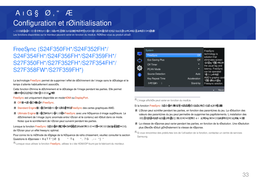 Samsung LS22F352FHUXEN Configuration et réinitialisation, Questions & réponses Comment puis-je modifier la fréquence ? 