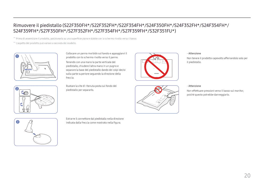 Samsung LS24F350FHUXEN, LS27F350FHUXEN, LS22F350FHUXEN, LS32F351FUUXEN manual Attenzione 