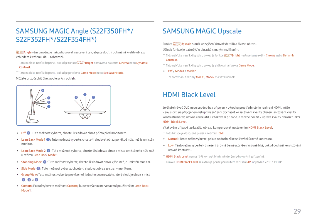 Samsung LS27F358FWUXEN, LS24F356FHUXEN, LS24F350FHUXEN, LS27F350FHUXEN manual Samsung Magic Upscale, Hdmi Black Level 