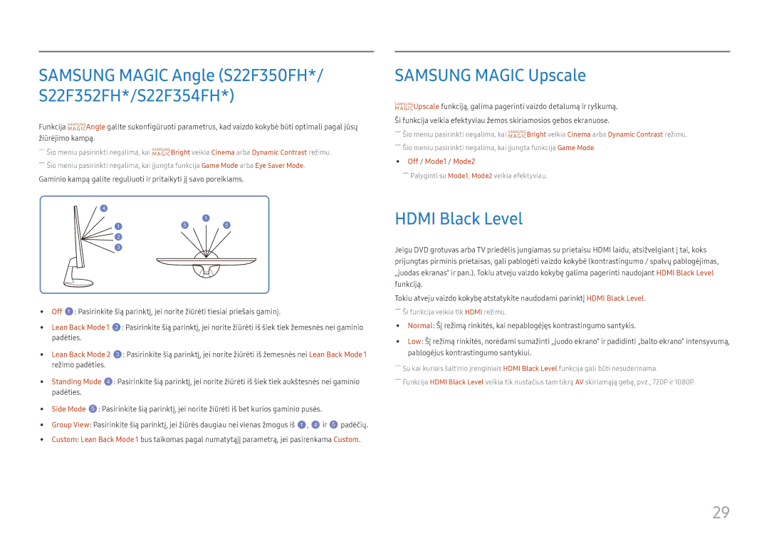 Samsung LS32F351FUUXEN, LS24F356FHUXEN, LS24F350FHUXEN, LS27F350FHUXEN manual Samsung Magic Upscale, Hdmi Black Level 