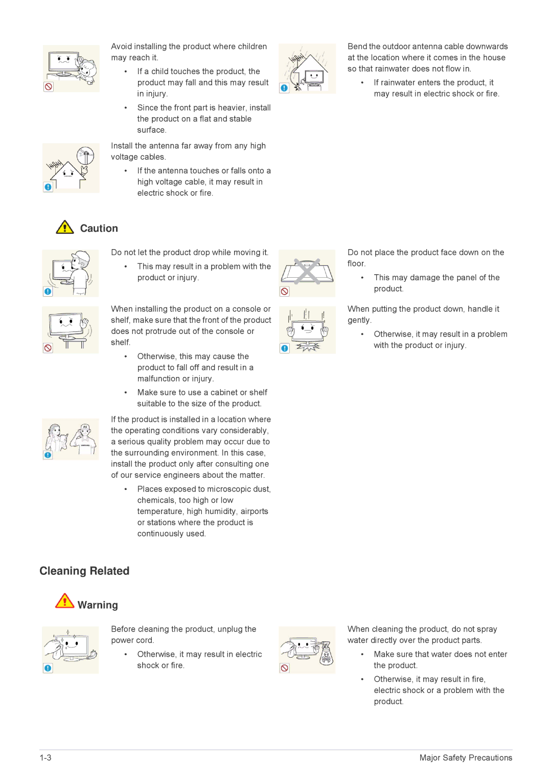 Samsung LS24F9DSM/EN, LS24F9DSME/EN, LS24F9DSM/XE manual Cleaning Related 