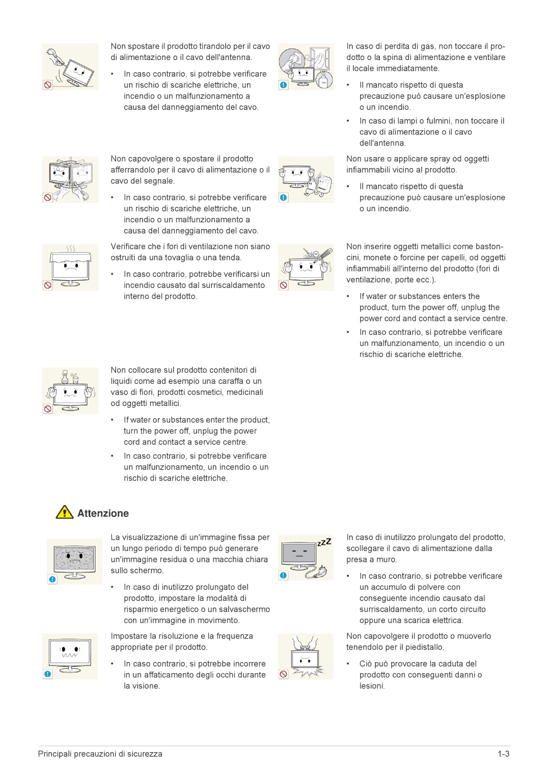 Samsung LS24F9DSM/EN, LS24F9DSME/EN manual Attenzione 