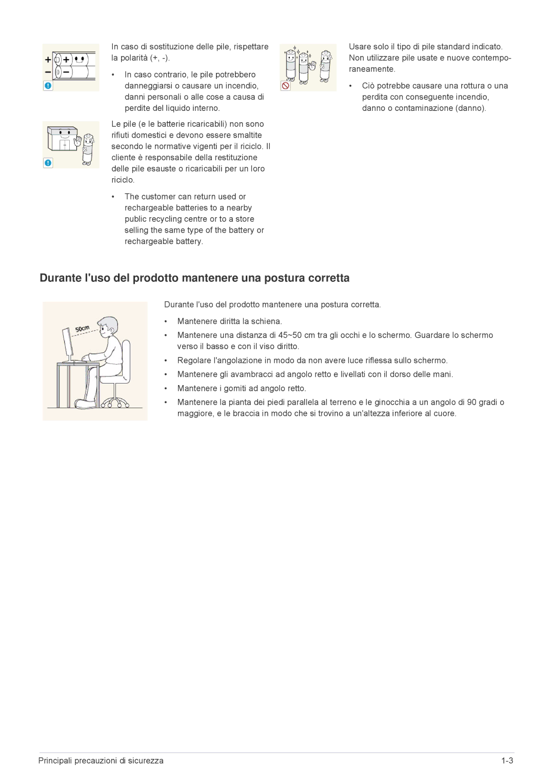 Samsung LS24F9DSM/EN, LS24F9DSME/EN manual Durante luso del prodotto mantenere una postura corretta 