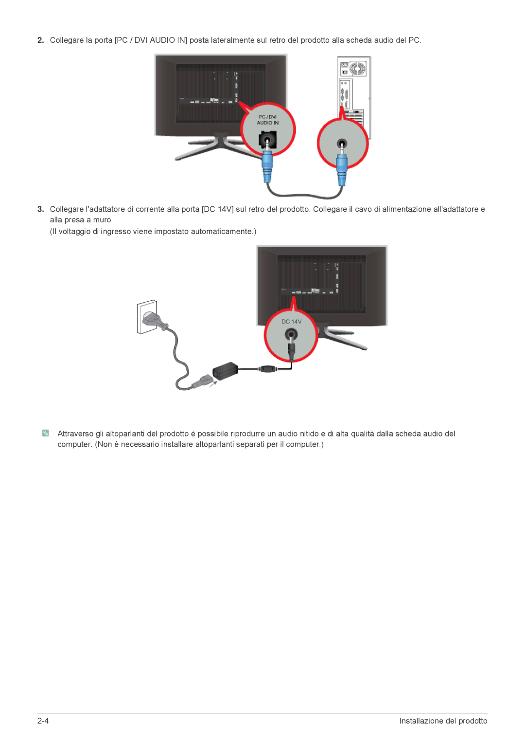 Samsung LS24F9DSME/EN, LS24F9DSM/EN manual Installazione del prodotto 