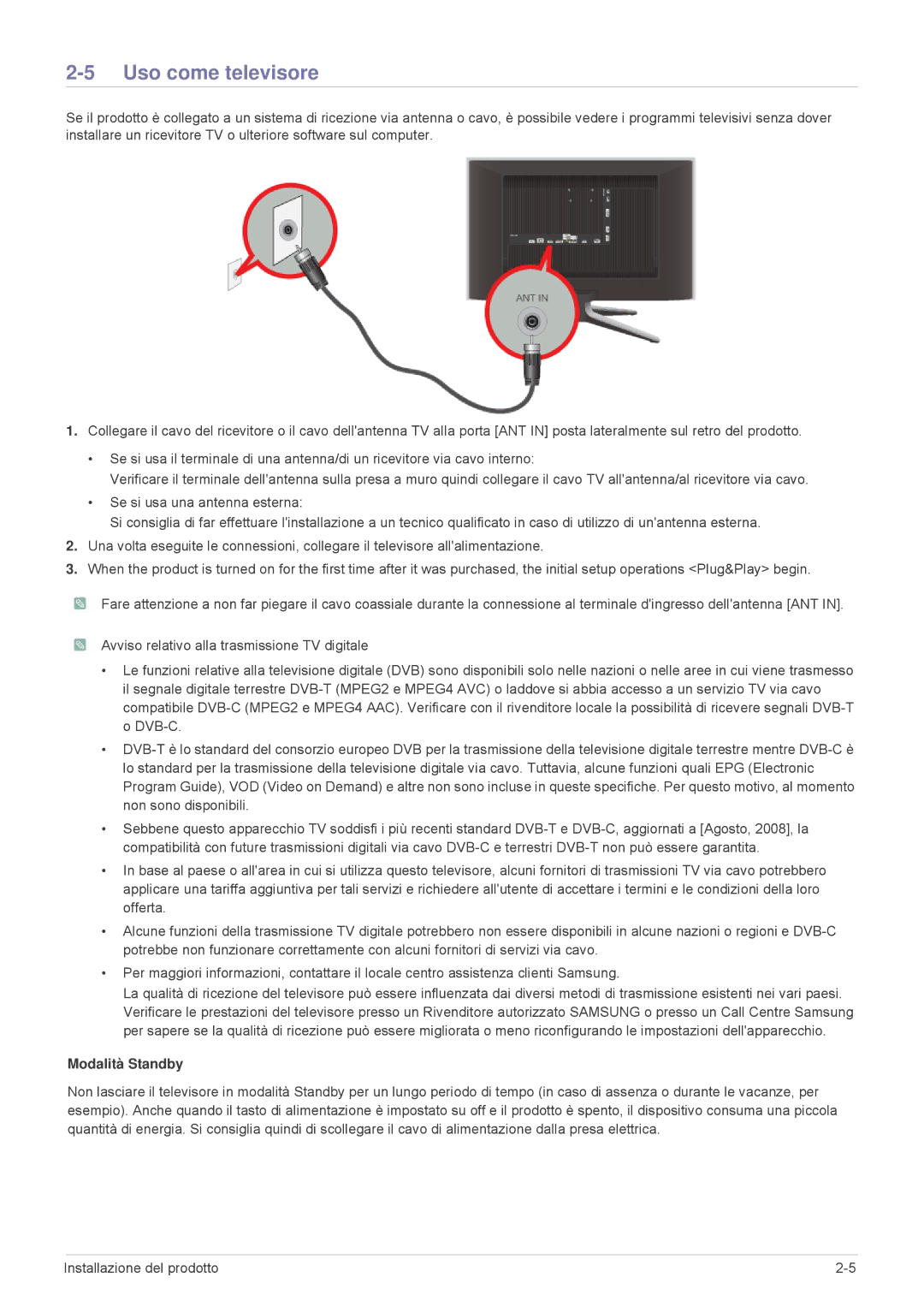 Samsung LS24F9DSM/EN, LS24F9DSME/EN manual Uso come televisore, Modalità Standby 