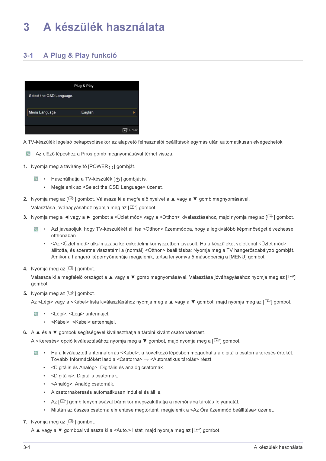 Samsung LS24F9DSM/XE, LS24F9DSM/EN manual Készülék használata, Plug & Play funkció 